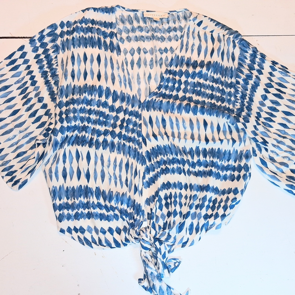 Lovestitch Blue and White Patterned Blouse